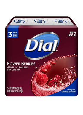 Bathroom scene with Dial Power Berries soap on dish showing everyday use benefit