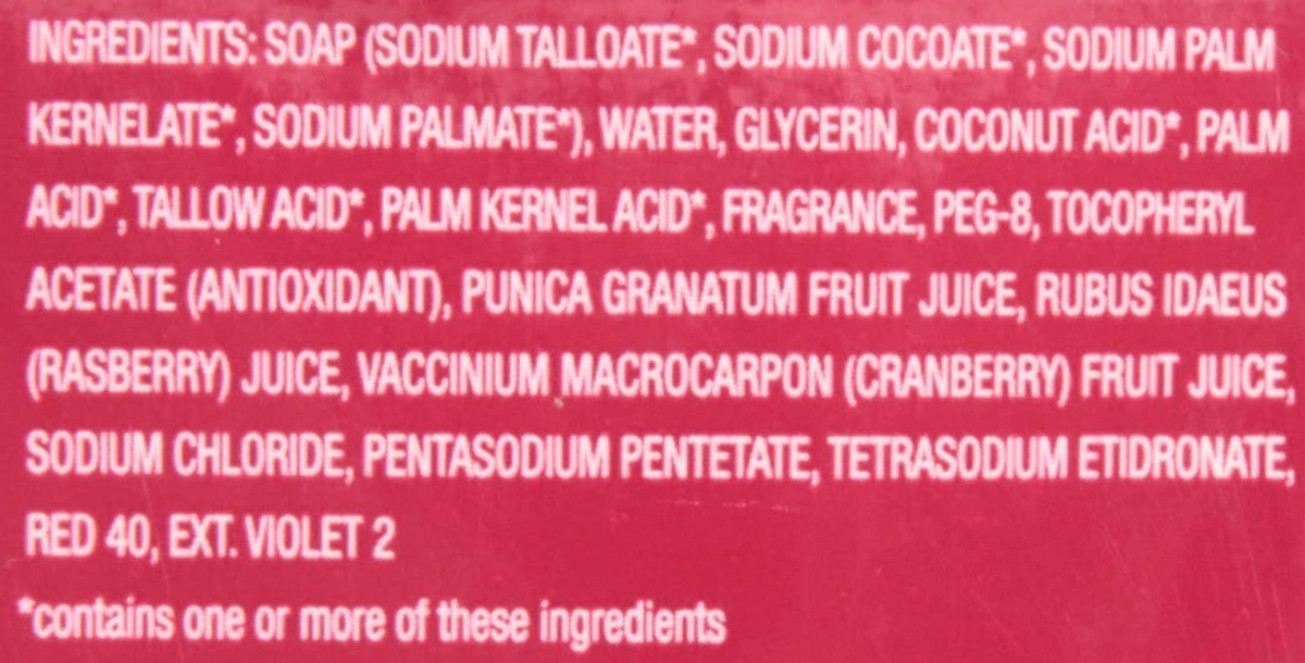 Close-up of Dial Power Berries soap bar texture highlighting glycerin sheen and specks