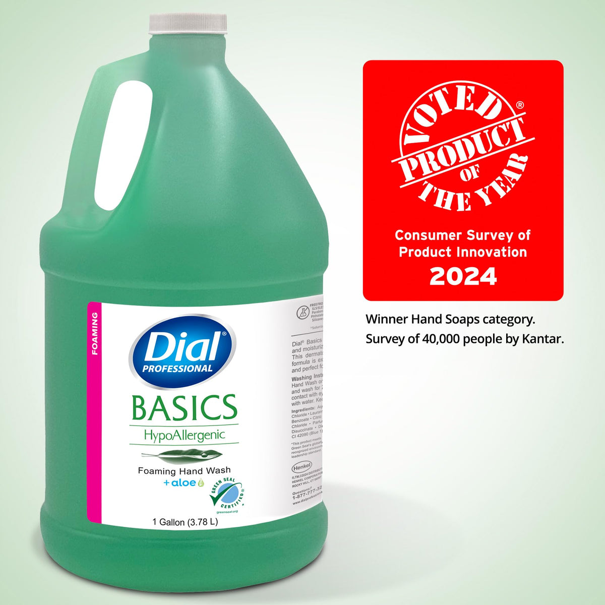 Dial bottle staged in commercial bathroom highlighting professional use