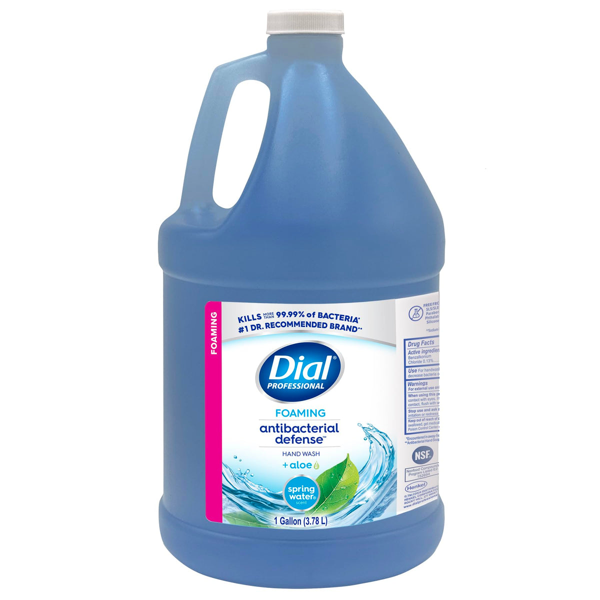 Dial front label on 1-gallon refill showing brand and scent benefits