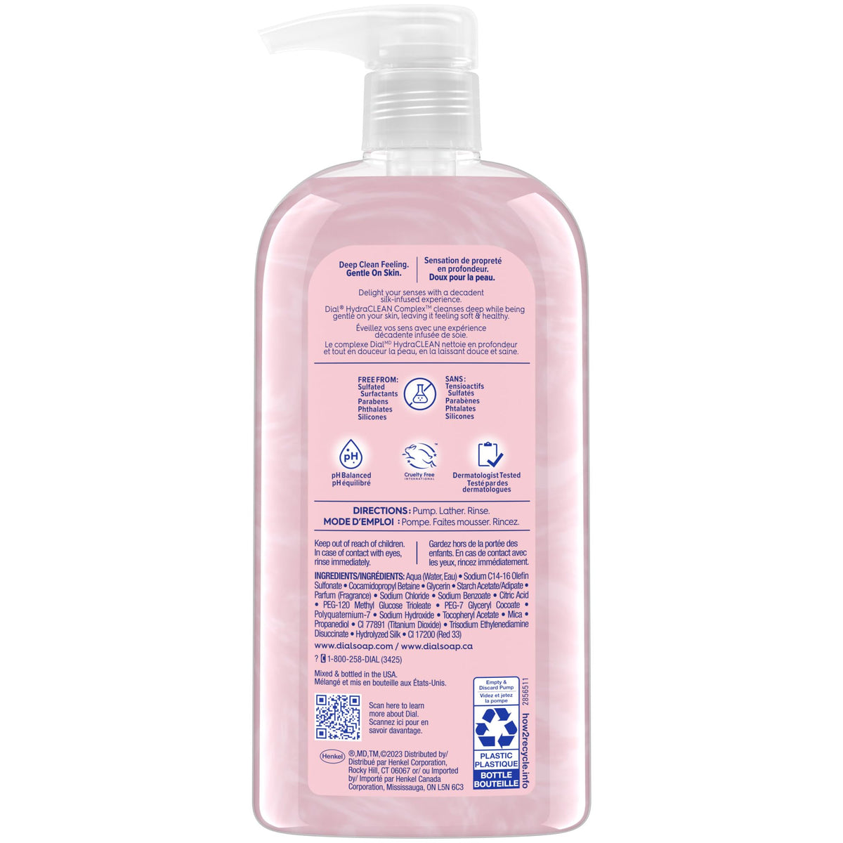 Dial bottle next to ruler showing 23 fl oz size and value benefit