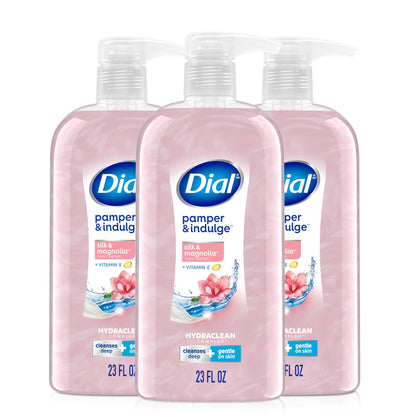 Dial Silk & Magnolia front bottle view showing label and floral scent benefit