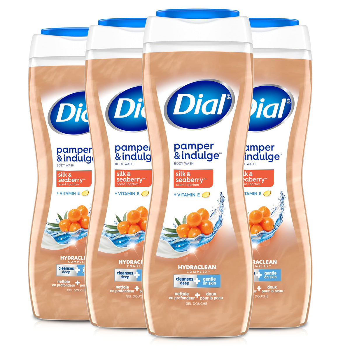 Dial front packaging showing bottle and seaberry scent for gentle cleansing