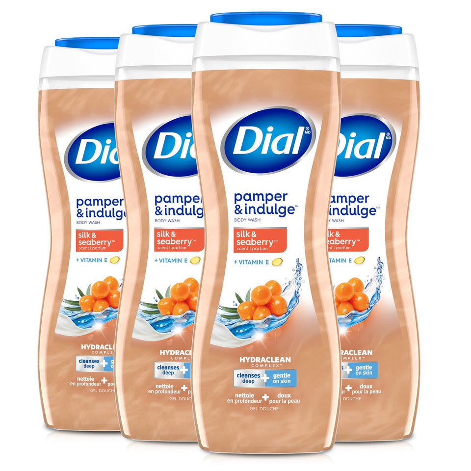 Dial front packaging showing bottle and seaberry scent for gentle cleansing