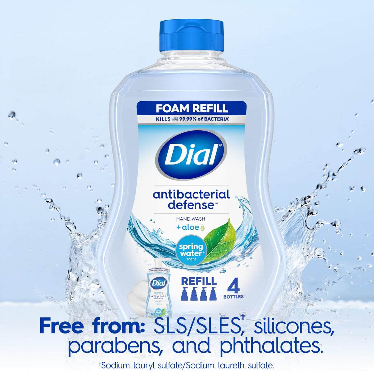 Dial size scale next to hand to show 30 fl oz refill capacity and long-lasting supply