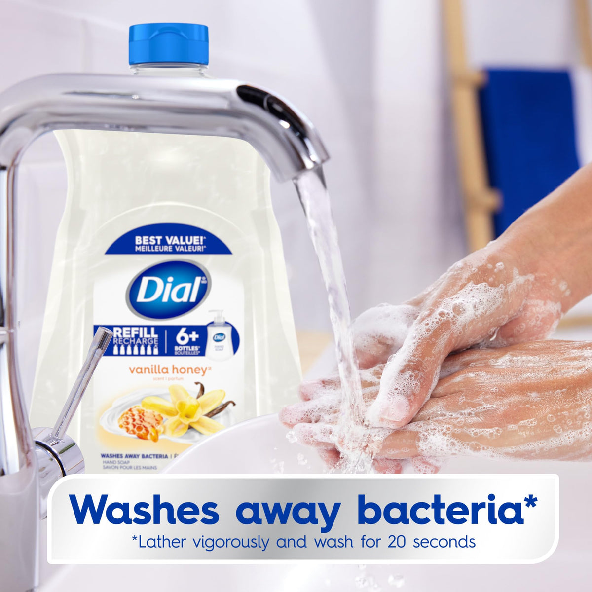 Dial bottle label detail showing ingredients and dermatologist-tested claim