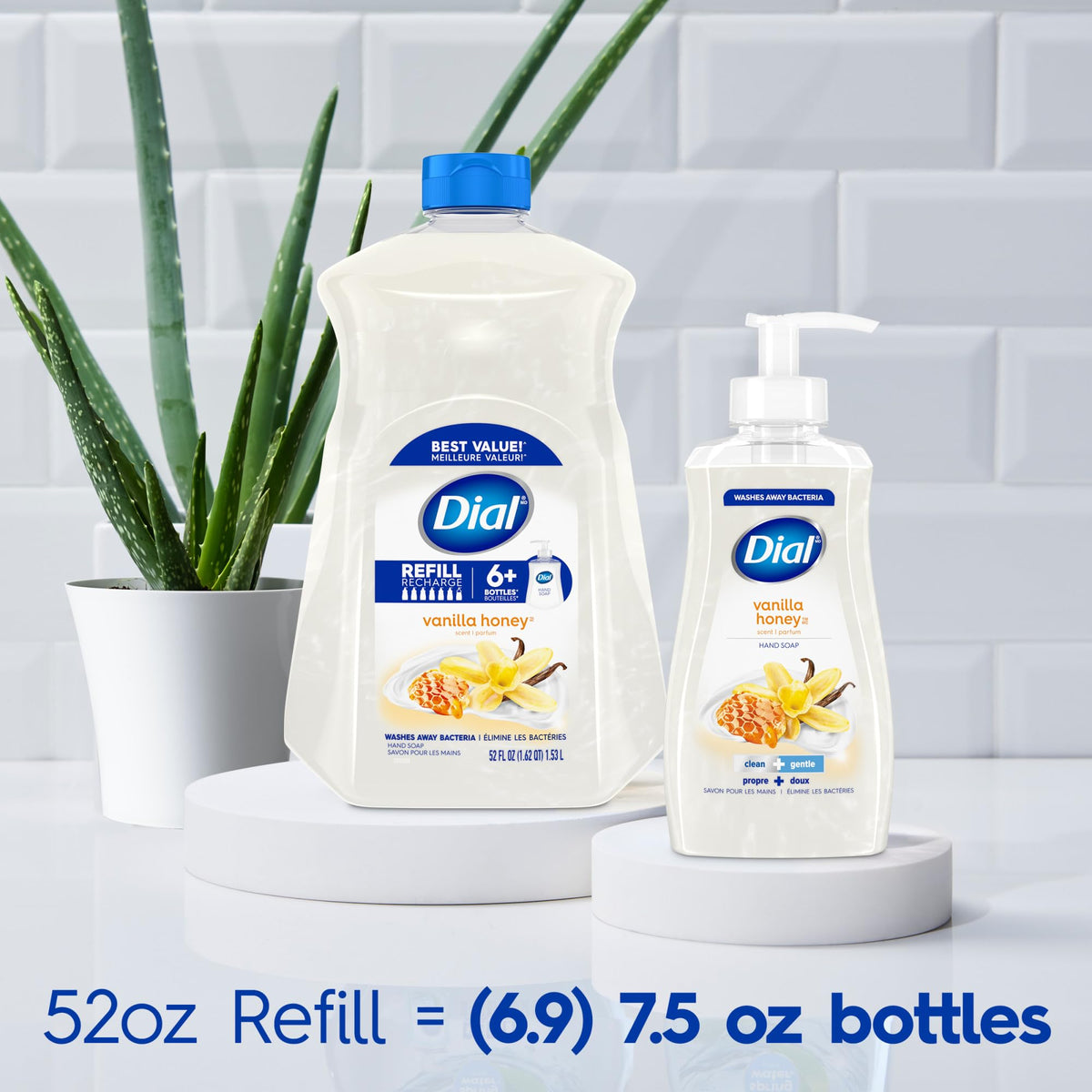 Dial 52 fl oz beside smaller dispensers to show refill capacity