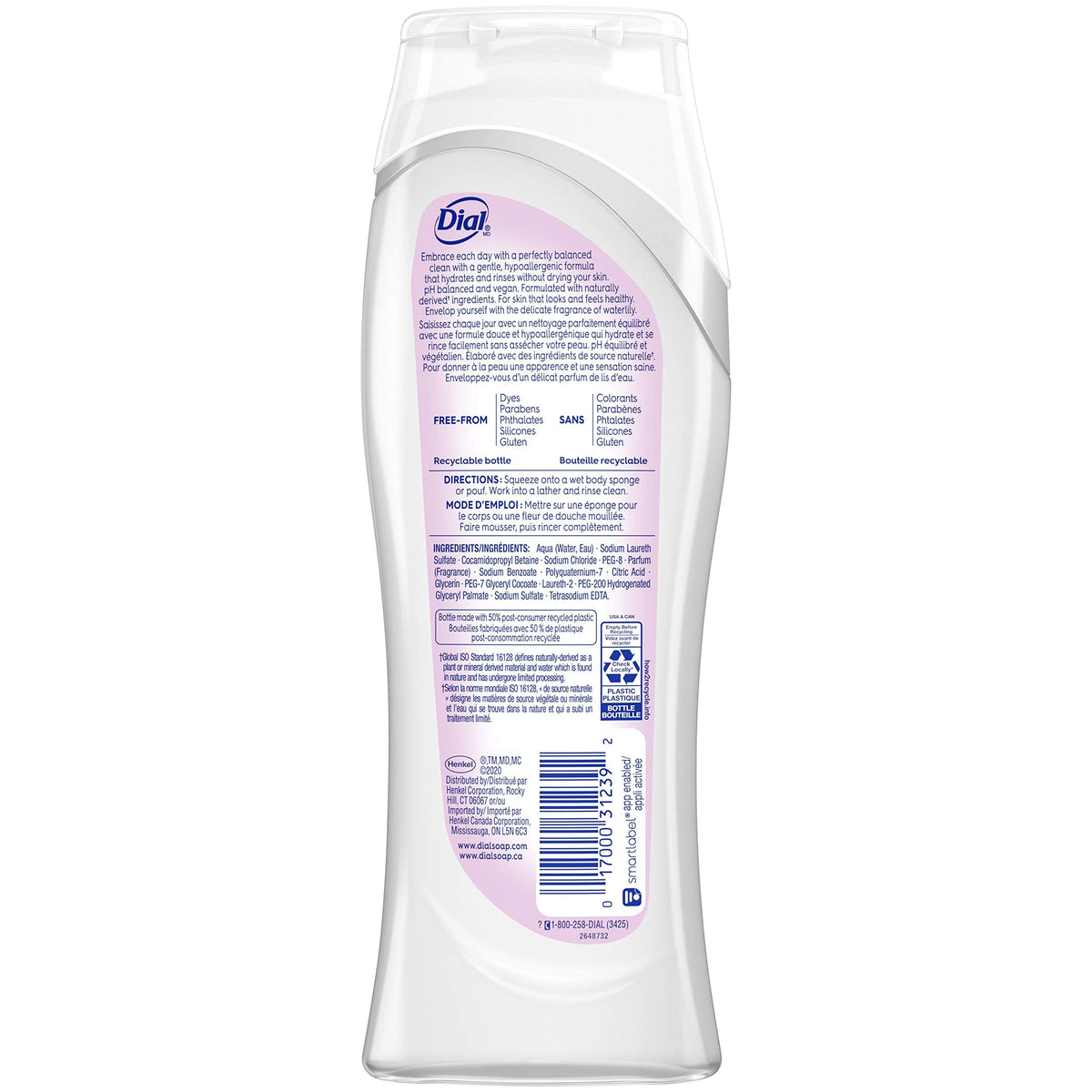 Dial back label with ingredient list visible for ingredient transparency