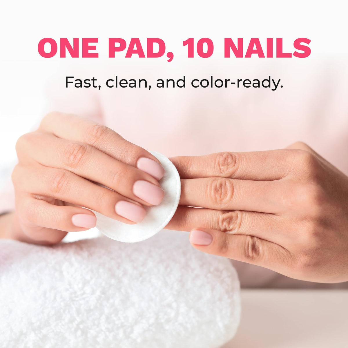 Diamond Wipes wipe removing nail polish from a fingernail showing fast polish removal benefit