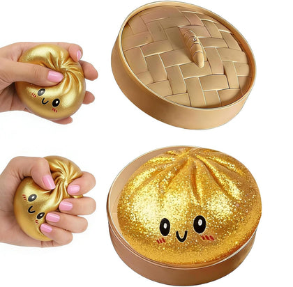 DICSINM gold dumpling front view showing realistic folds and playful look