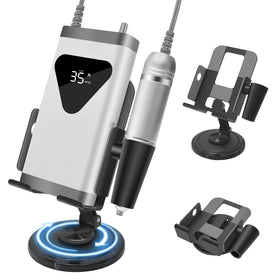 Diesisa front view of nail drill stand showing stable metal frame and tidy workspace benefit