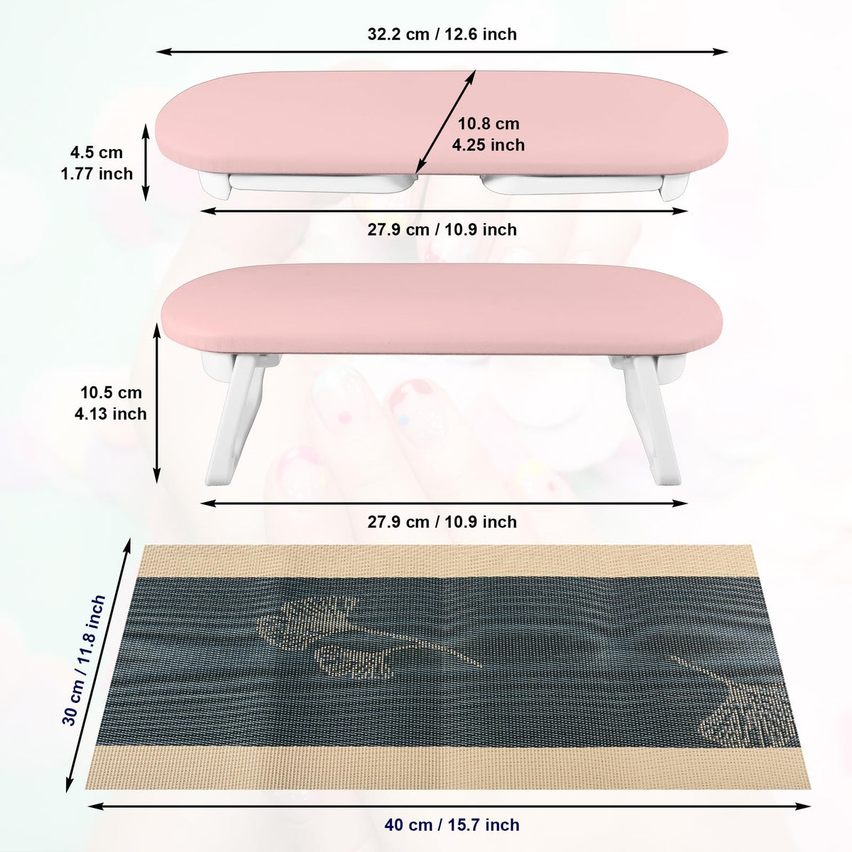 Diesisa manicure mat placed under rest protecting work surface