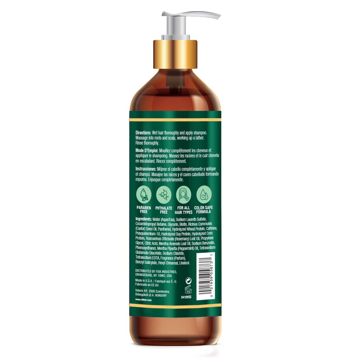 Difeel back label with ingredients and directions for safe, informed use