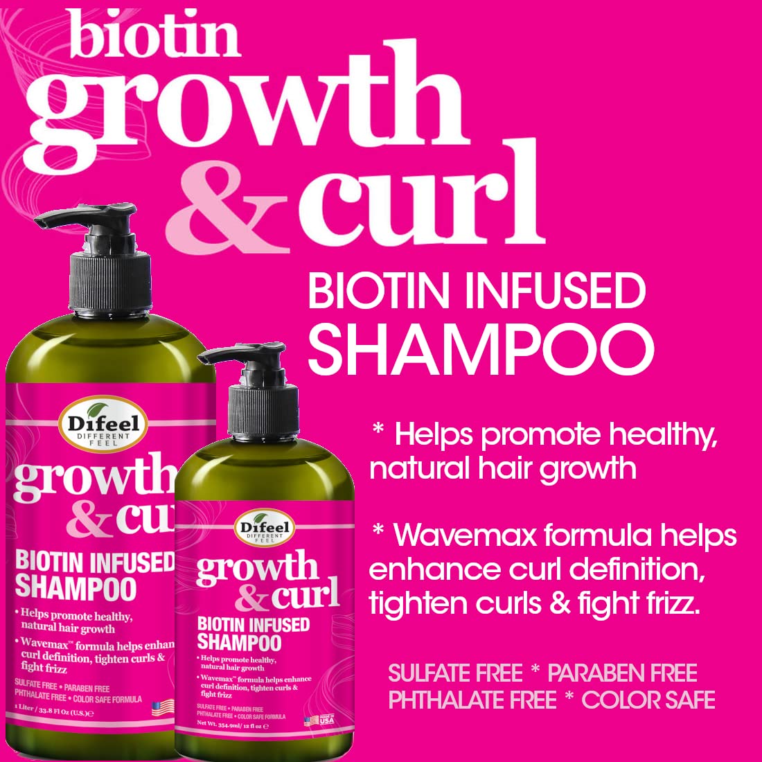 Difeel shampoo being dispensed to show texture and gentle lather benefit