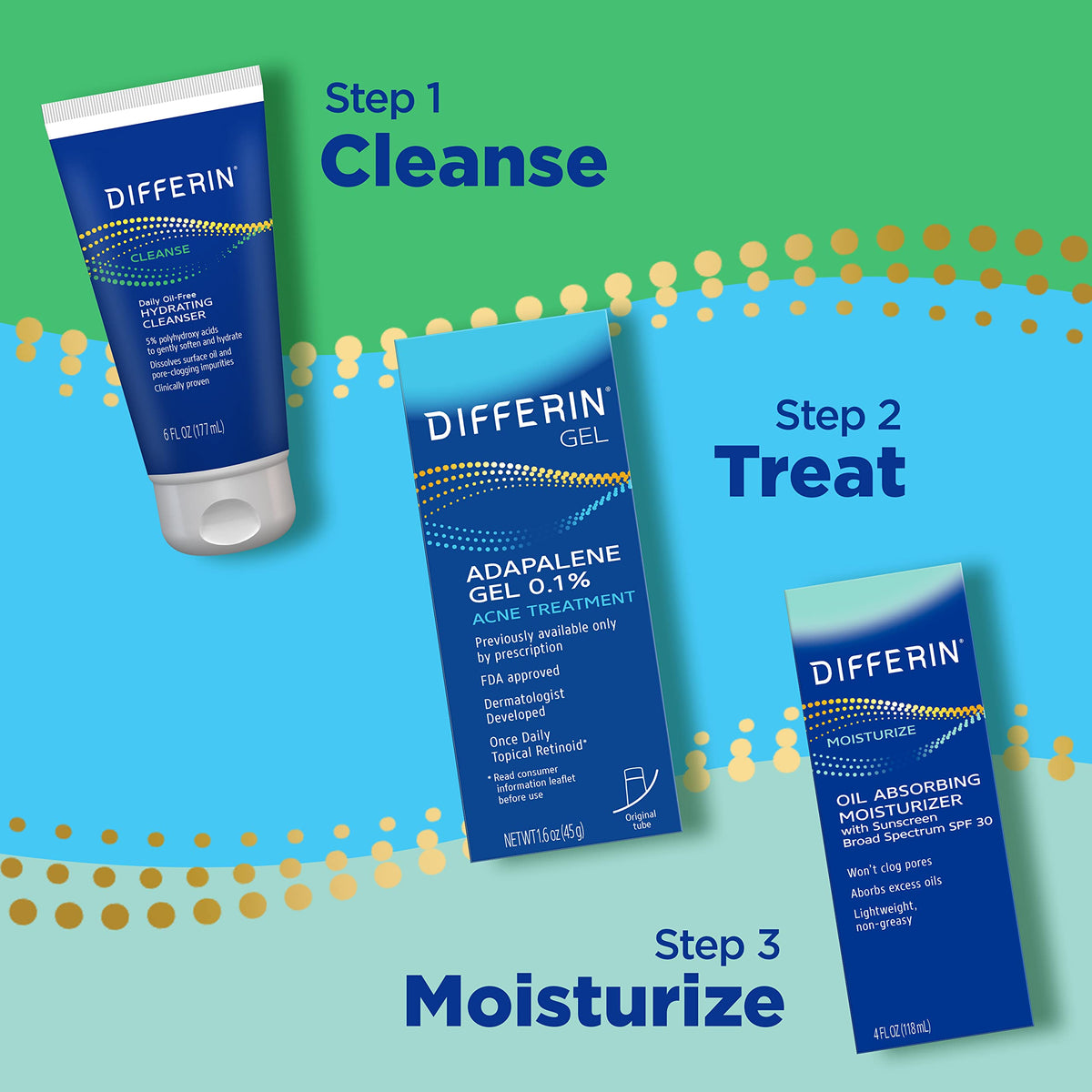 Differin applied under makeup showing smooth, non-greasy finish