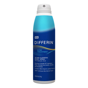 Differin front packaging showing the spray bottle and branding for clear application