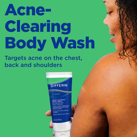 Differin label and pump detail highlighting easy dispensing benefit