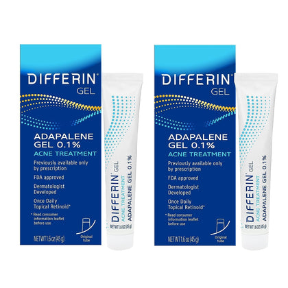 Differin front packaging showing brand and two-tube pack for clear supply