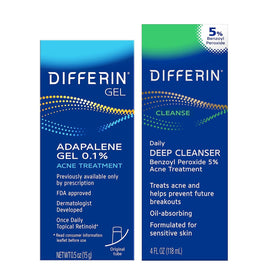 Differin kit front packaging showing both gel and cleanser for clearer skin