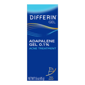 Differin front pump 45g showing product and branding for clear acne treatment