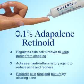 Differin tube on bathroom counter in routine setting suggesting daily regimen use