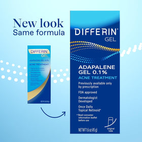 Differin tube open close-up showing applicator and gel consistency benefit