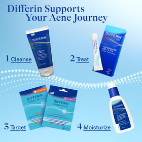 Differin kit staged on bathroom counter showing travel-friendly convenience