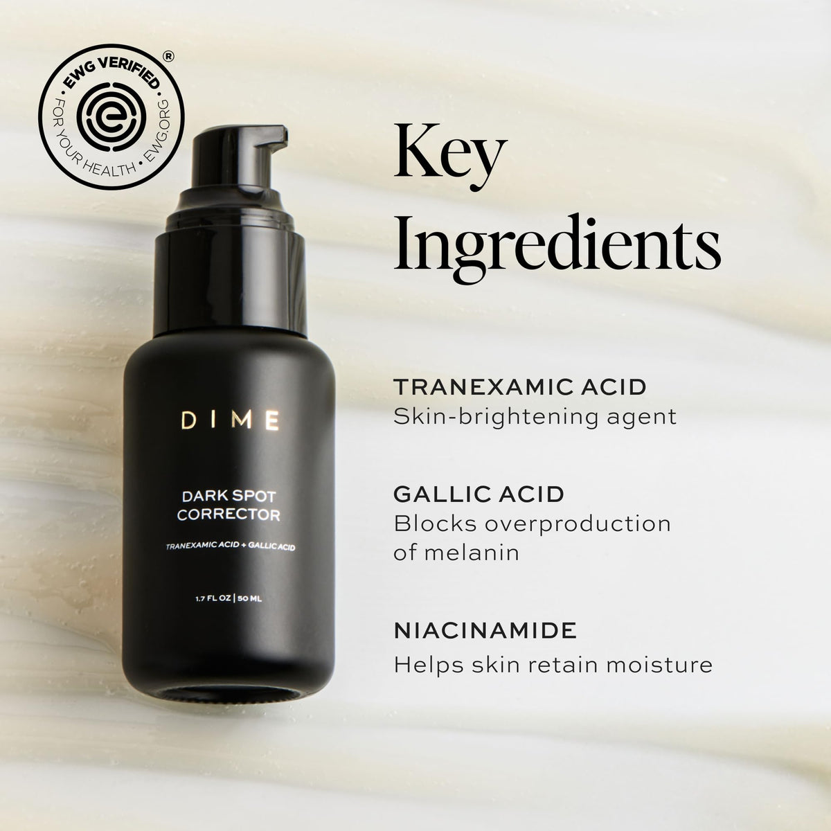 DIME applying serum to cheek, targeted brightening and evening tone