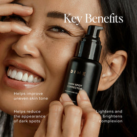 DIME close-up serum texture drop, lightweight absorbent finish benefit