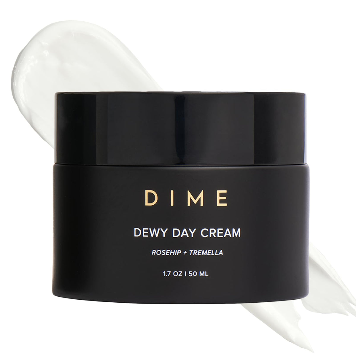 DIME front jar showing product branding and dewy moisturizer benefits