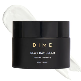 DIME front jar showing product branding and dewy moisturizer benefits
