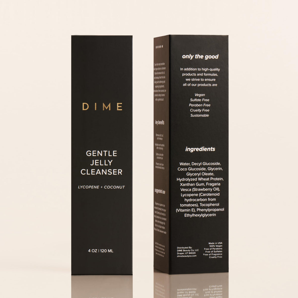 DIME recyclable packaging detail emphasizing sustainable packaging and trust