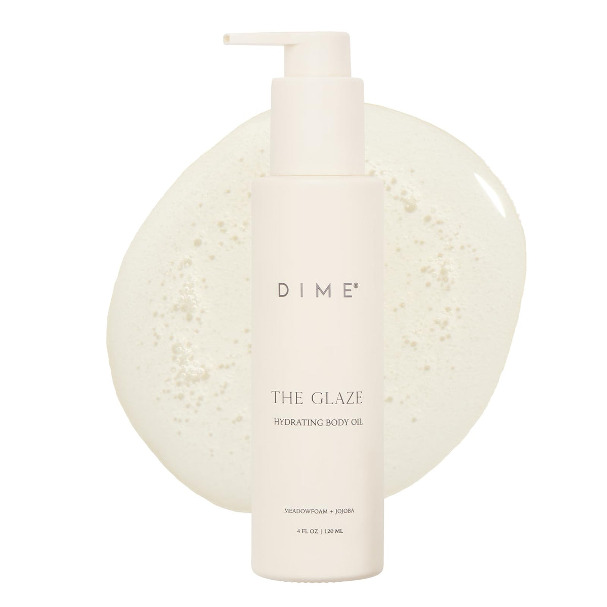 DIME bottle front view showing sleek label and quick-absorbing oil benefit