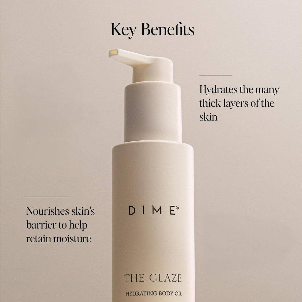 DIME oil texture on skin with visible sheen and fast-absorbing finish