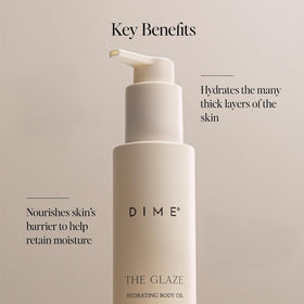 DIME oil texture on skin with visible sheen and fast-absorbing finish