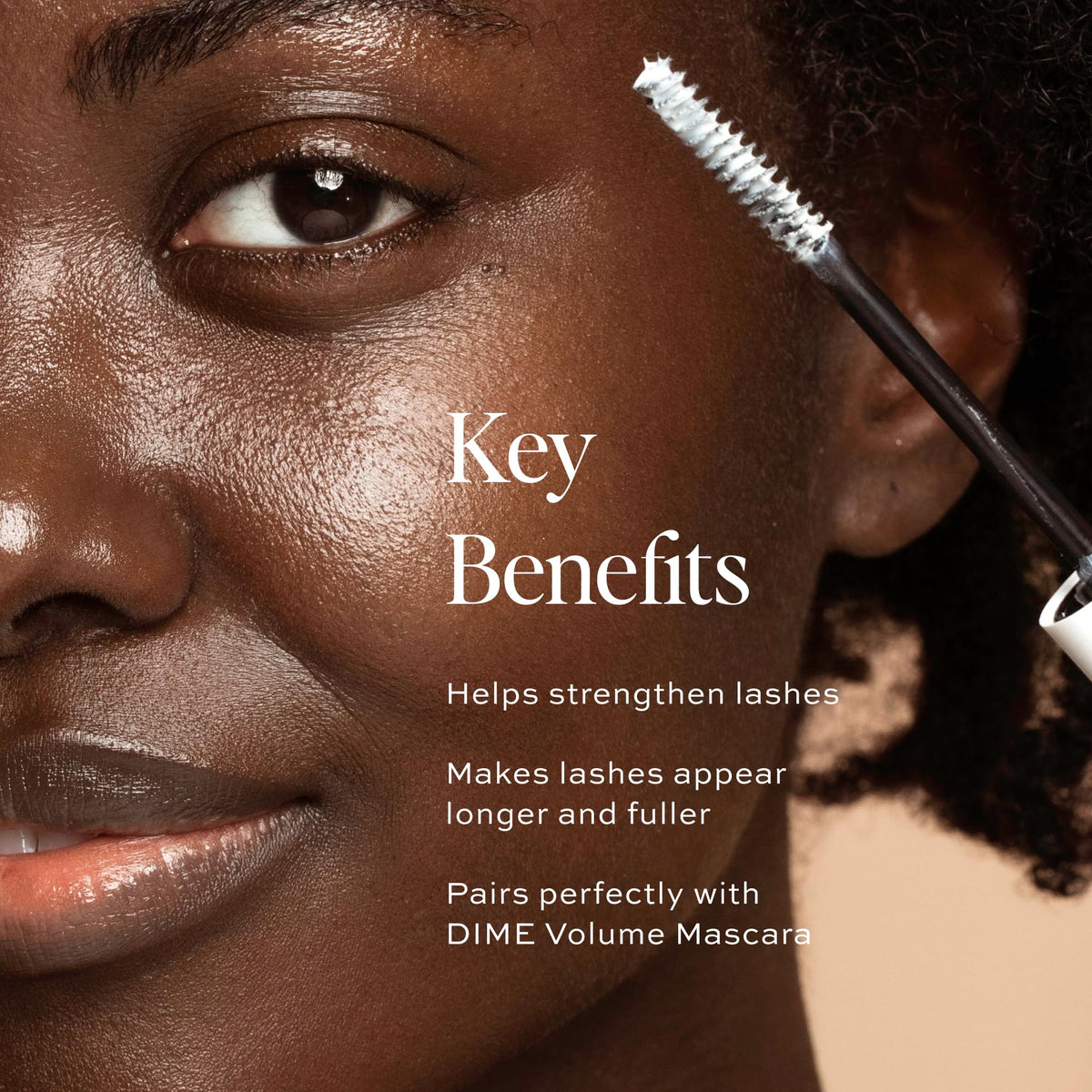 DIME primer wand and bristles close-up for precise application and even lash coating benefit