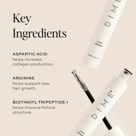 DIME primer white formula swatch showing opaque base and improved mascara payoff benefit