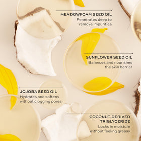 DIME cleansing oil texture close-up showing silky oil, highlights easy emulsifying