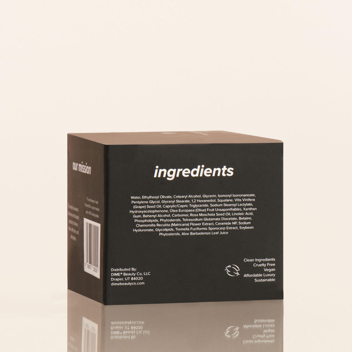 DIME on a bedside shelf in a bedroom scene portraying calming nighttime skincare ritual