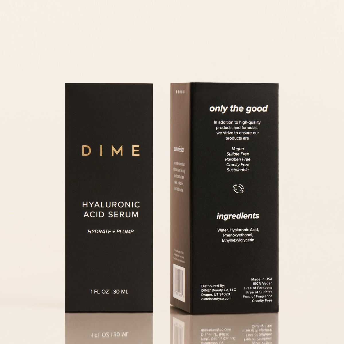 DIME bottle beside moisturizer illustrating layering to lock in moisture benefit