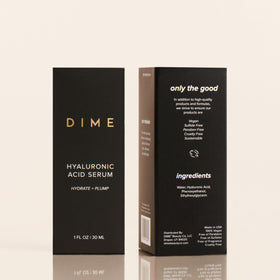 DIME bottle beside moisturizer illustrating layering to lock in moisture benefit