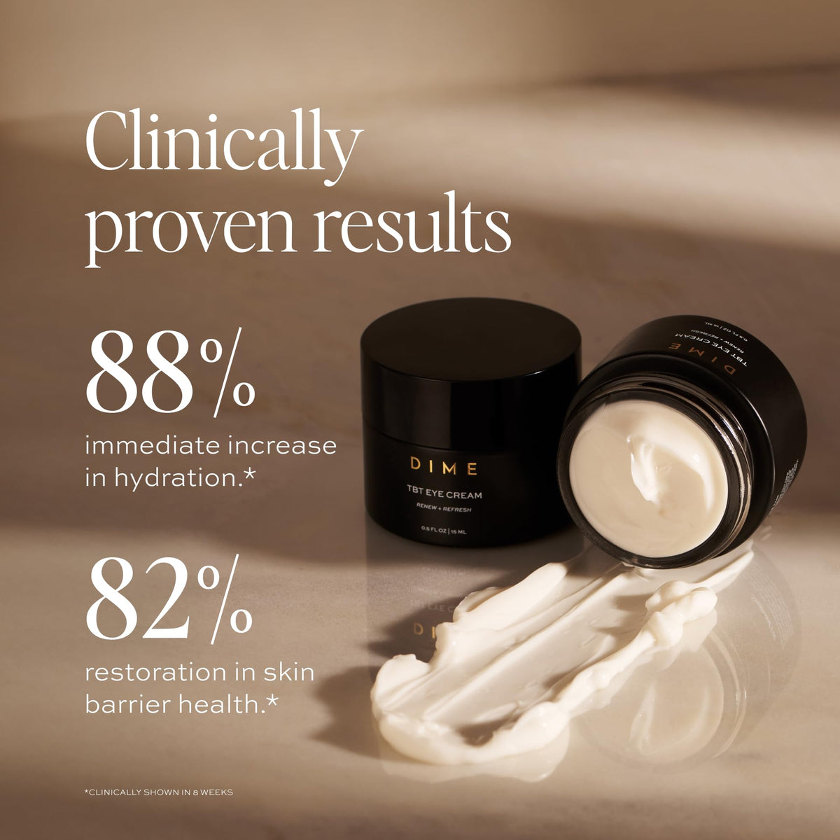 DIME cream texture closeup highlighting smooth, lightweight hydration