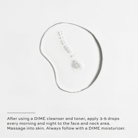 DIME TBT Serum bottle next to moisturizer showing routine compatibility benefit