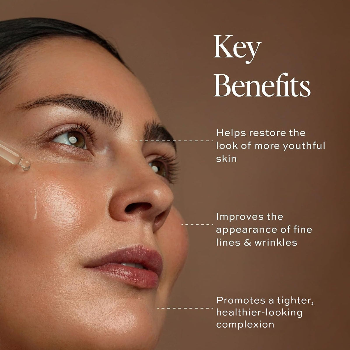 DIME TBT Serum dropper close-up highlighting precise application benefit