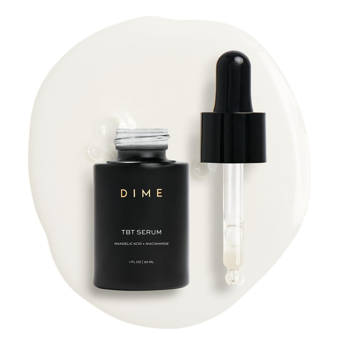 DIME TBT Serum front packaging shows clean label and size benefits