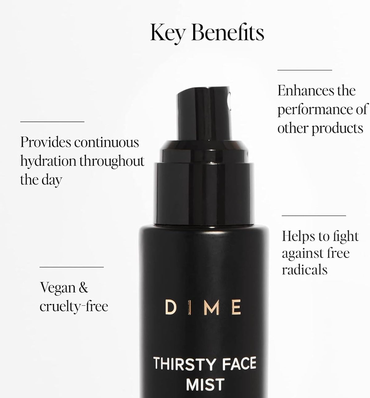 DIME label close-up listing sea moss, electrolytes, and clean-beauty claims for transparency