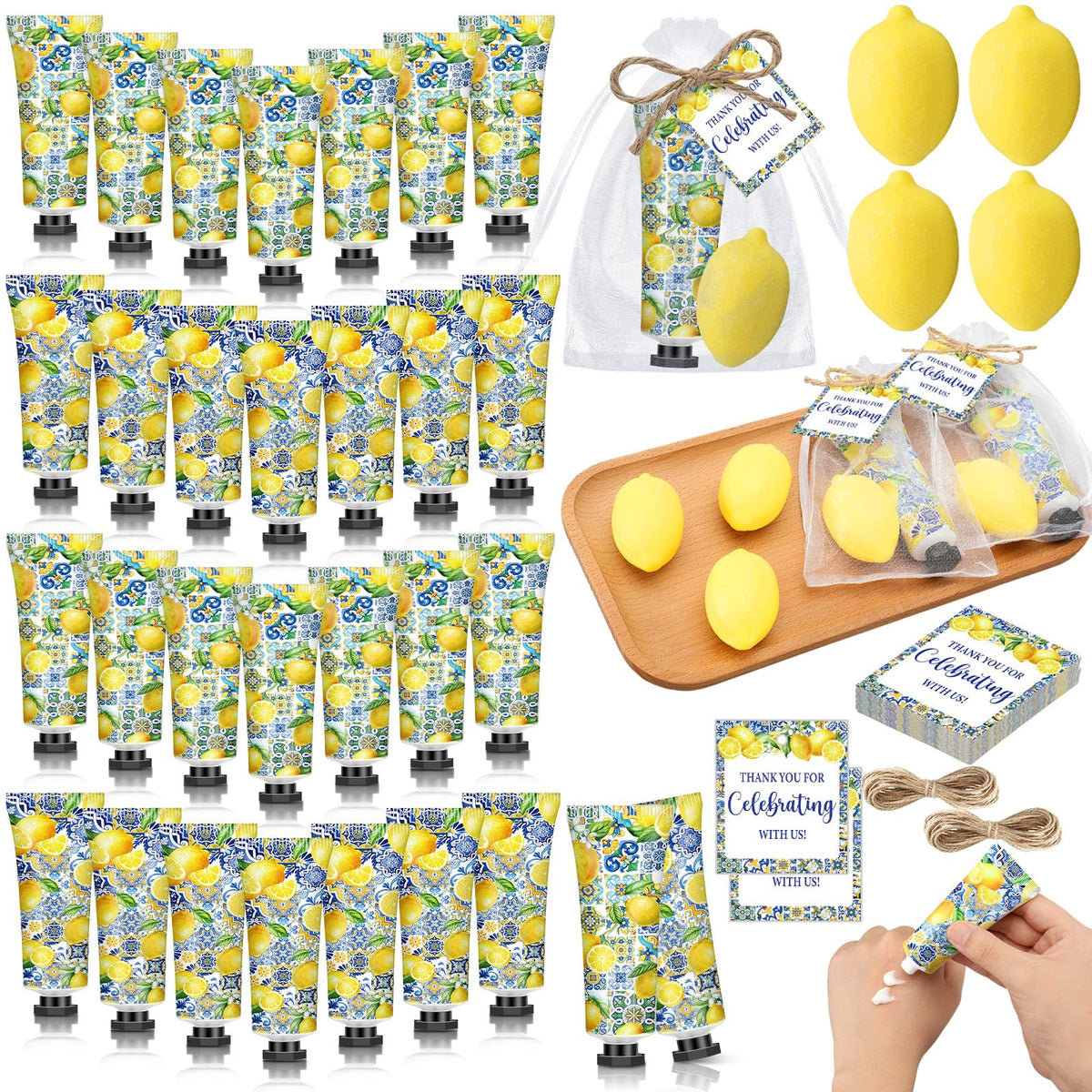Dimsile front packaging showing coordinated lemon favor set and visual appeal