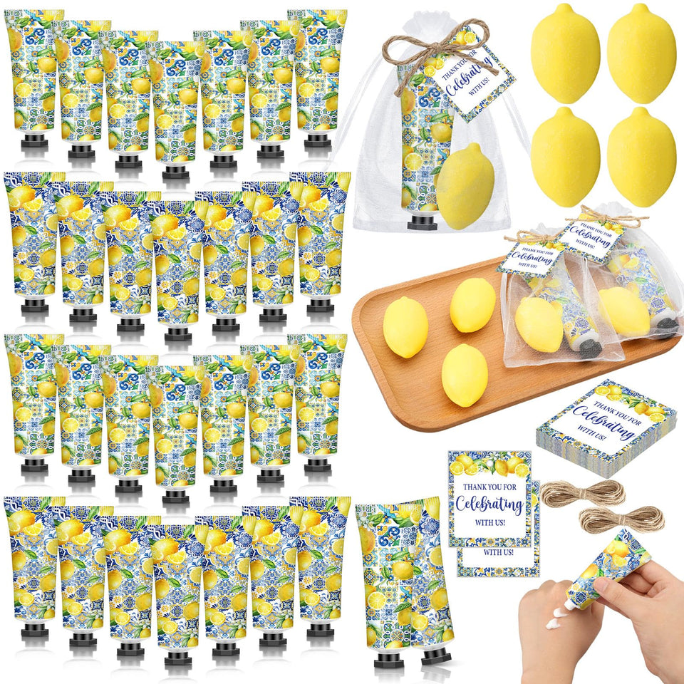 Dimsile front packaging showing coordinated lemon favor set and visual appeal