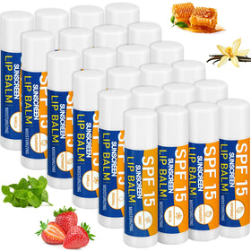Dimsile front packaging showing 25 colorful lip balm tubes and bulk value