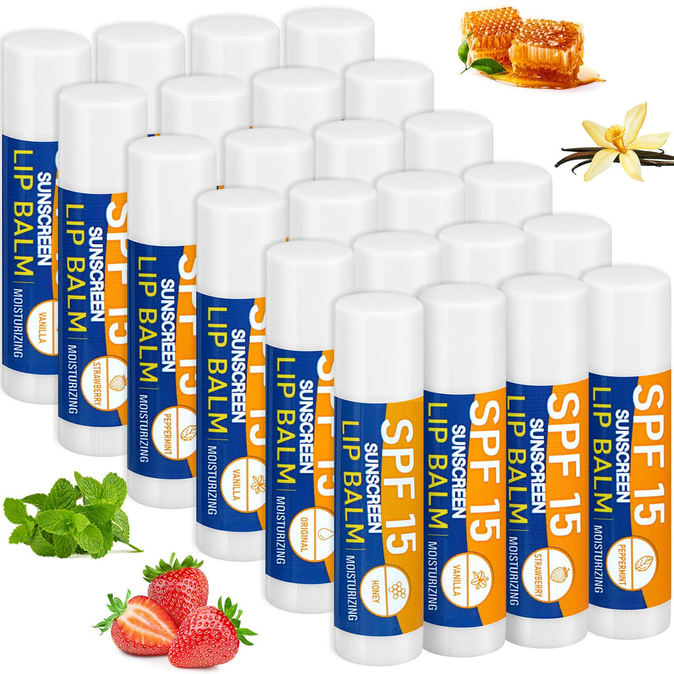 Dimsile front packaging showing 25 colorful lip balm tubes and bulk value